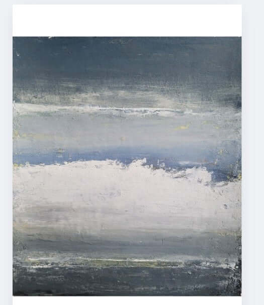 Livret Paysage abstrait - peinture abstraite de paysages avec des nuances de bleu et de blanc.