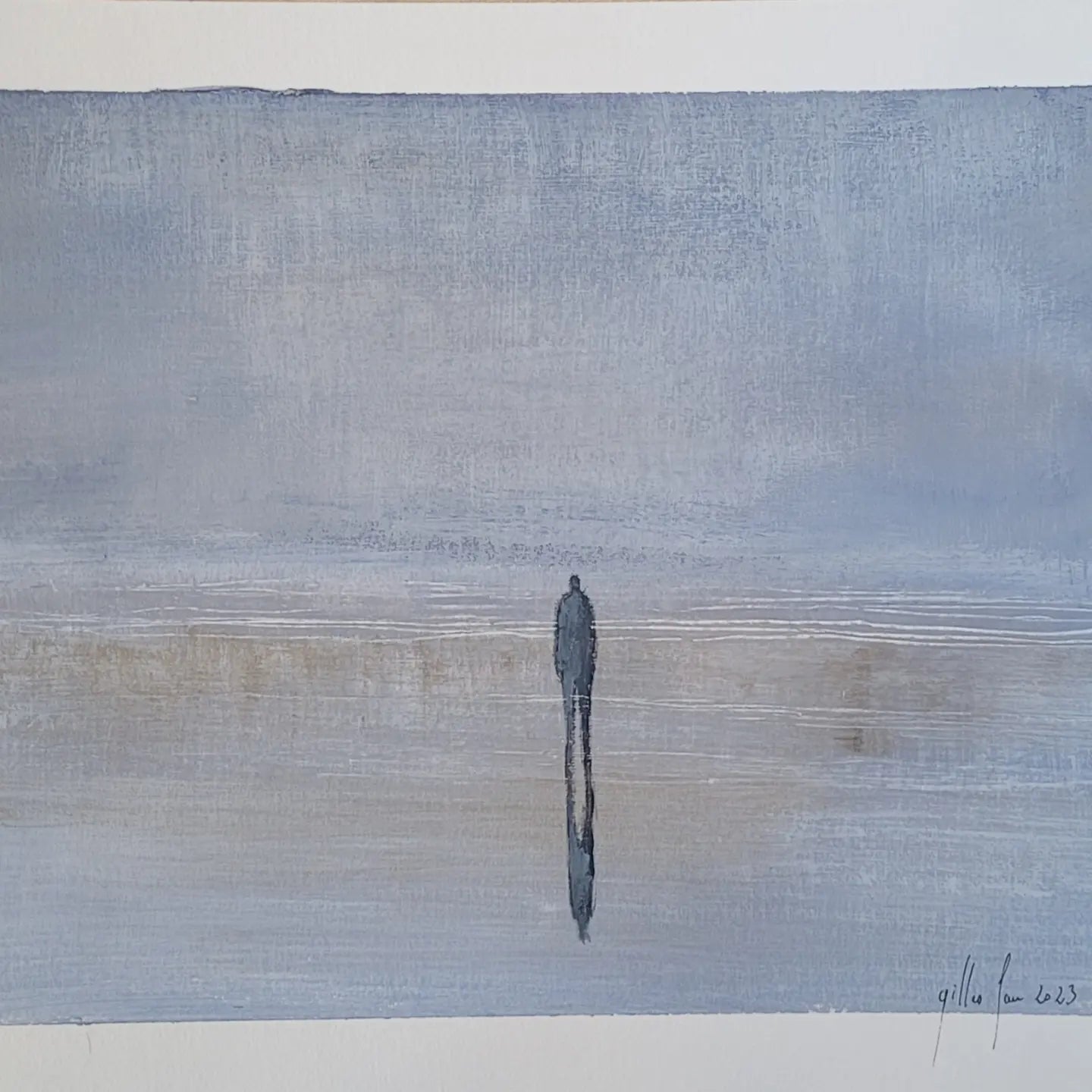 Acrylique sur papier Bleu brume