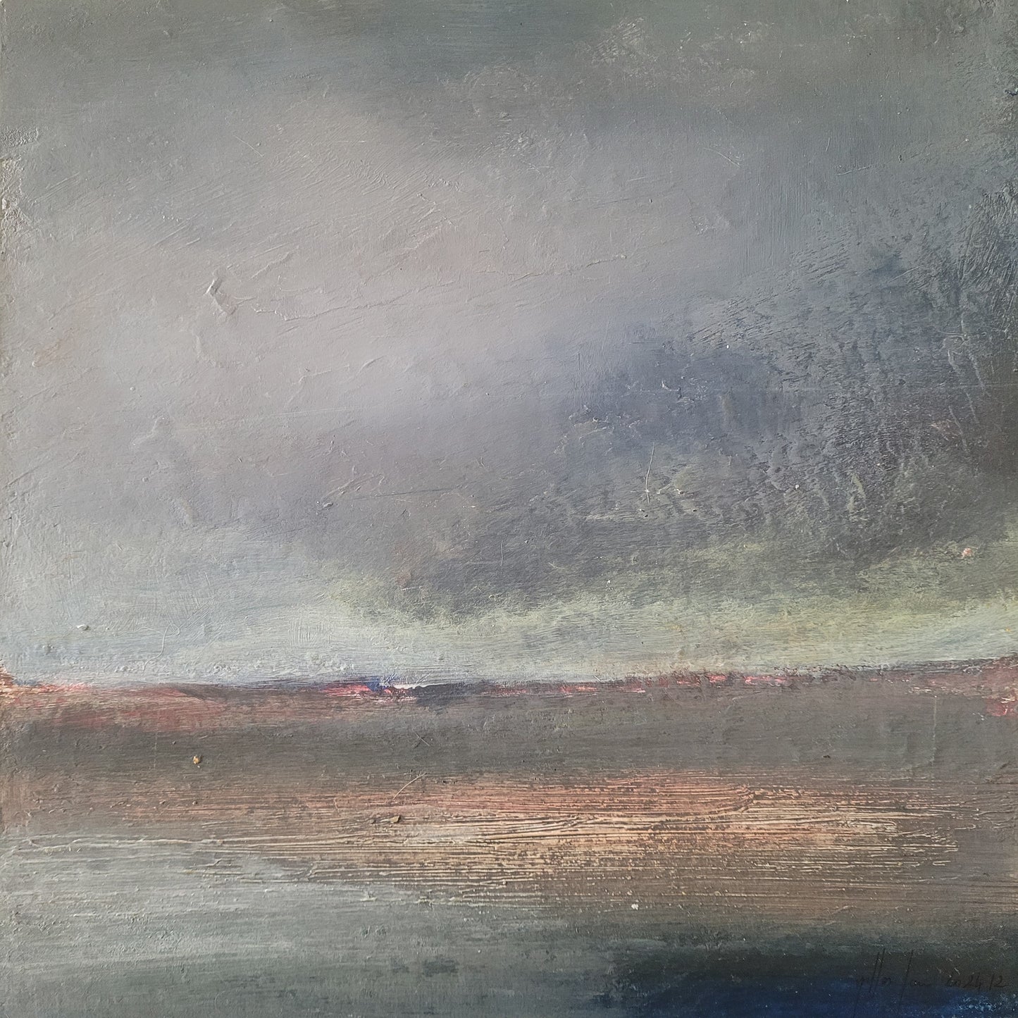 paysage abstrait acrylique 30x30cm - Tempete